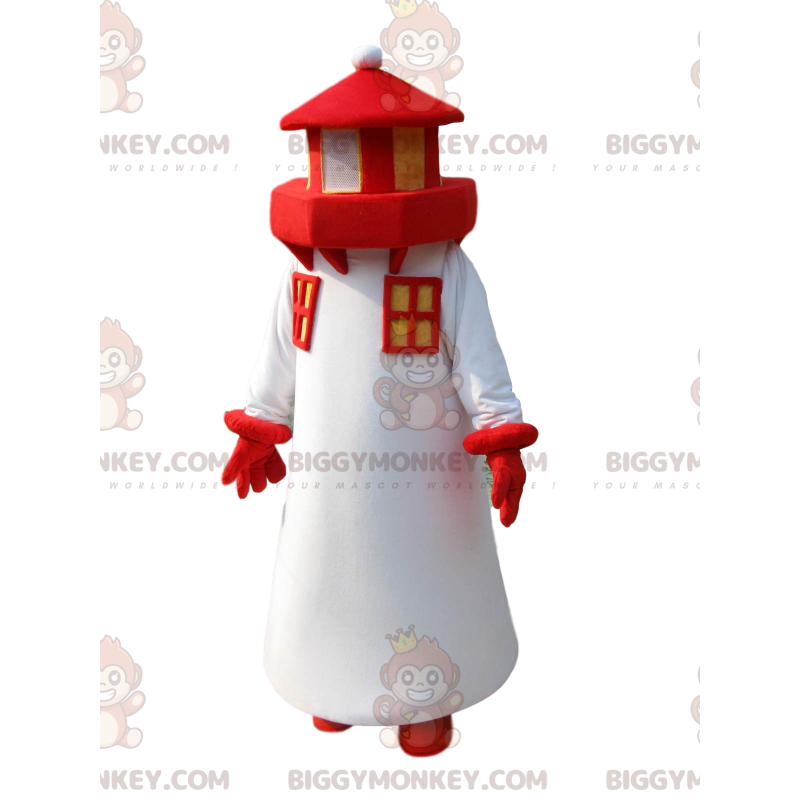 White and Red Lighthouse BIGGYMONKEY™ Mascot Costume.