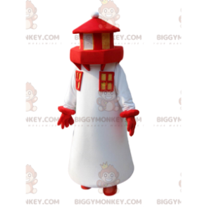 White and Red Lighthouse BIGGYMONKEY™ Mascot Costume.