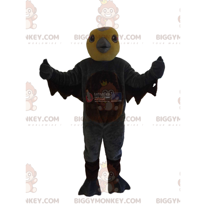 Fugl BIGGYMONKEY™ maskotkostume med gult hoved og gråt næb - Fugl BIGGYMONKEY™ maskotkostume med gult hoved og gråt næb -