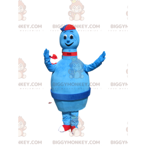 Blue Skittle BIGGYMONKEY™ Maskottchen-Kostüm mit Mütze. -