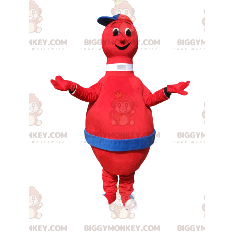 Very Smiling Red Skittle BIGGYMONKEY™ Mascot Costume With Cap -