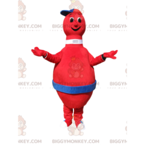Very Smiling Red Skittle BIGGYMONKEY™ Mascot Costume With Cap -