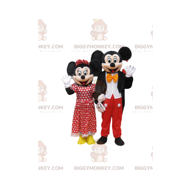 Dúo de disfraces de mascota Mickey Mouse y Minnie BIGGYMONKEY™ Dúo de disfraces de mascota Mickey Mouse y Minnie BIGGYMONKEY™