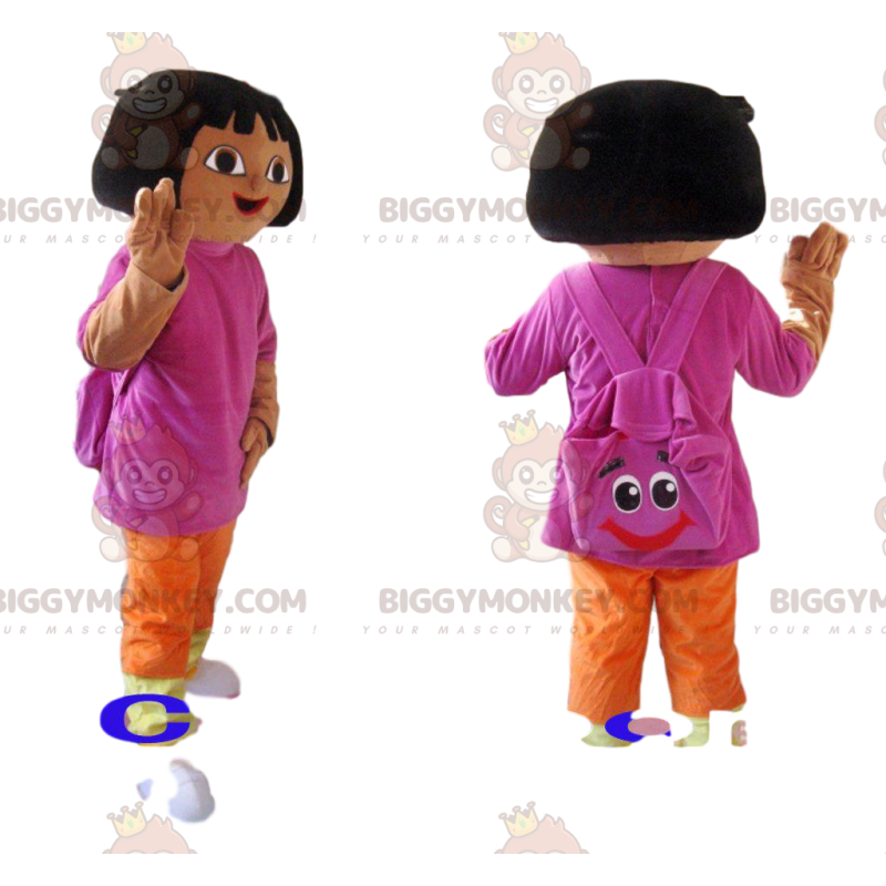 Kostým maskota Dora the Explorer BIGGYMONKEY™ s vtipným batohem Kostým maskota Dora the Explorer BIGGYMONKEY™ s vtipným batohem