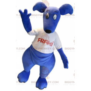 Kostým maskota BIGGYMONKEY™ Modrý klokan s bílým tričkem –