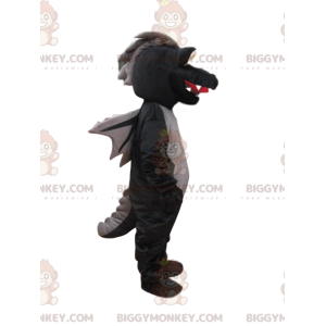 Costume de mascotte BIGGYMONKEY™ de dragon noir avec des ailes