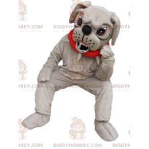 BIGGYMONKEY™ Mascottekostuum Zeer agressieve Bulldog met rode kraag - Hondenmascottes - BIGGYMONKEY_013641 - BiggyMonkey.com