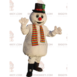 Στολή μασκότ Snowman BIGGYMONKEY™ με μαύρο καπέλο -
