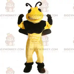 Costume de mascotte BIGGYMONKEY™ d'abeille de guêpe noire et