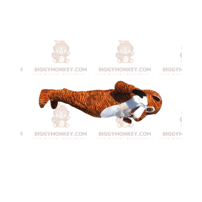 Disfraz de mascota BIGGYMONKEY™ Tigre muy alegre con hocico Disfraz de mascota BIGGYMONKEY™ Tigre muy alegre con hocico