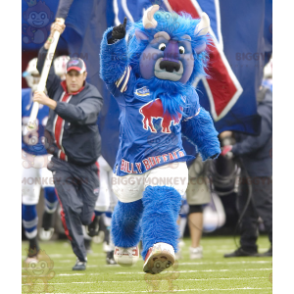 Costume de mascotte BIGGYMONKEY™ de buffle de taureau bleu tout poilu - Mascottes Vache - BIGGYMONKEY_01632 - BiggyMonkey.com