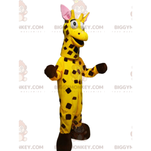 Traje de mascote de girafa BIGGYMONKEY™ com pelo amarelo