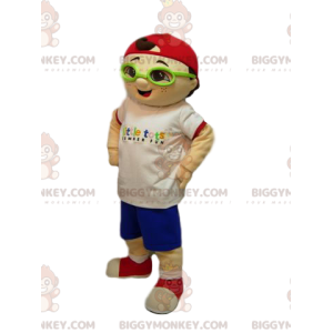 Little boy BIGGYMONKEY™ mascot costume with red cap -