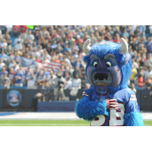 Helemaal harige blauwe stier buffel BIGGYMONKEY™ mascottekostuum