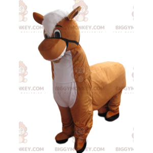 Traje de mascote BIGGYMONKEY™ de burro marrom e branco. Traje