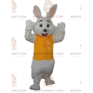 White Rabbit BIGGYMONKEY™ Mascot Costume with Yellow Jersey -