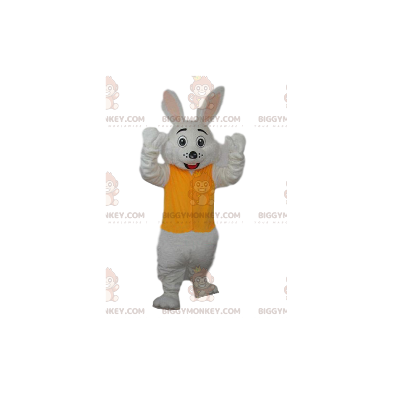 White Rabbit BIGGYMONKEY™ Mascot Costume with Yellow Jersey – White Rabbit BIGGYMONKEY™ Mascot Costume with Yellow Jersey –