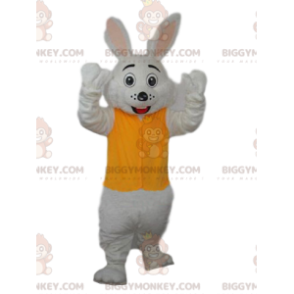 White Rabbit BIGGYMONKEY™ Mascot Costume with Yellow Jersey –