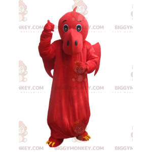 BIGGYMONKEY™ mascot costume of red dragon with wings. dragon