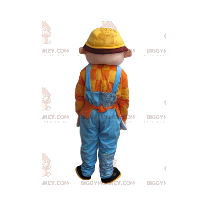 Costume da mascotte BIGGYMONKEY™ da uomo con tuta blu ed Costume da mascotte BIGGYMONKEY™ da uomo con tuta blu ed