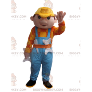 Traje de mascote masculino BIGGYMONKEY™ com macacão azul e