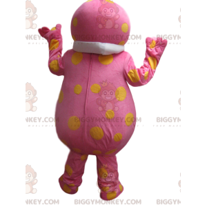 BIGGYMONKEY™ Pinkes Wacky Man Maskottchen-Kostüm mit gelben