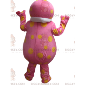 BIGGYMONKEY™ Pink Wacky Man Mascot Costume With Yellow Polka