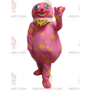 BIGGYMONKEY™ Pink Wacky Man Mascot Costume With Yellow Polka
