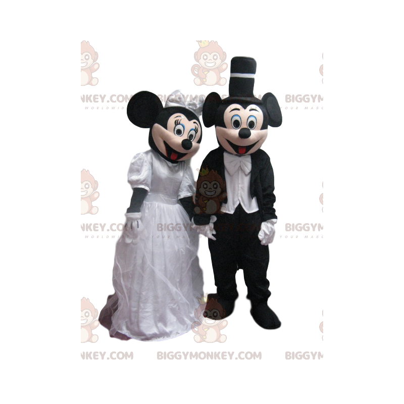 BIGGYMONKEY™ Mascot Costume Duo of Mickey and Minnie in Wedding