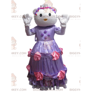 Hello Kitty BIGGYMONKEY™ maskotdräkt med lila satinklänning -