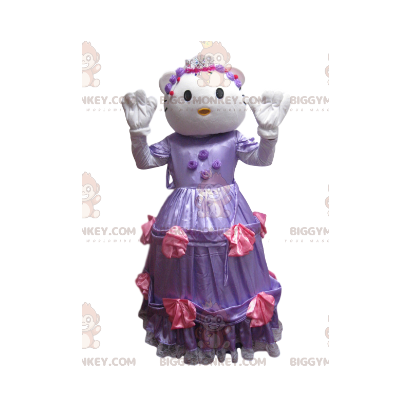 Kostium maskotki Hello Kitty BIGGYMONKEY™ z fioletową satynową