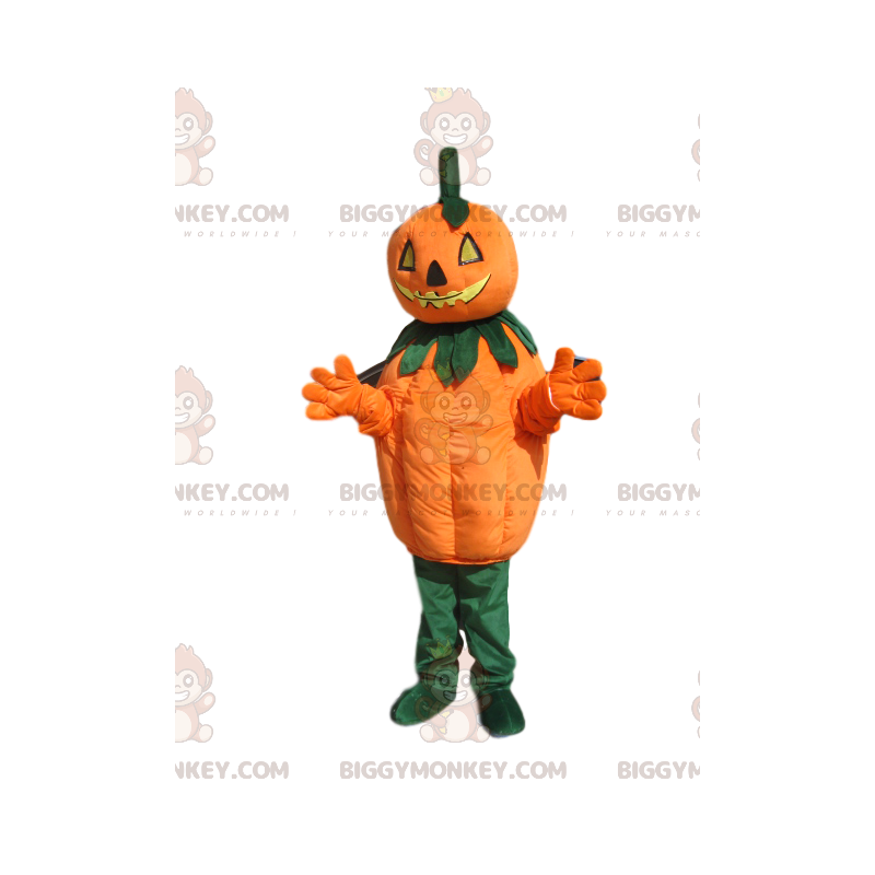 Pumpkin BIGGYMONKEY™ maskotkostyme med truende hode - Grønnsaksmaskot - BIGGYMONKEY_013680 - BiggyMonkey.com