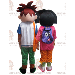 BIGGYMONKEY™ Maskottchen-Kostüm-Duo von Dora the Explorer und
