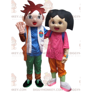 BIGGYMONKEY™ Mascottekostuum Duo van Dora the Explorer en Diego