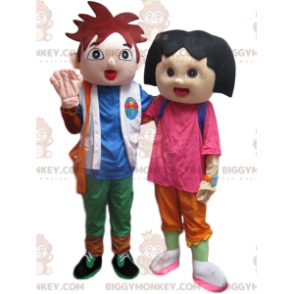 BIGGYMONKEY™ Mascottekostuum Duo van Dora the Explorer en Diego