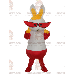 BIGGYMONKEY™ White Bunny With Long Red Eyes Mascot Costume -