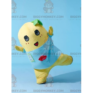 Kostým maskota BIGGYMONKEY™ žlutého plyšového usmívajícího se