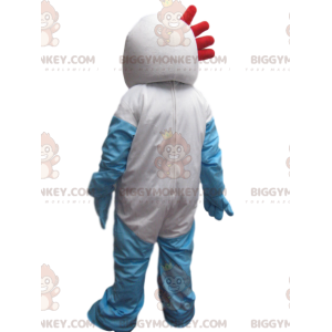 BIGGYMONKEY™ Goofy White and Blue Snowman Mascot Costume -