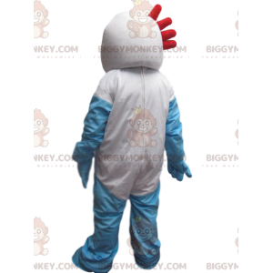 BIGGYMONKEY™ Schneemann-Maskottchen-Kostüm in Weiß und Blau -