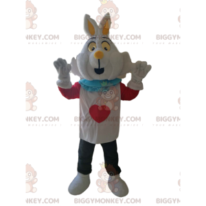 BIGGYMONKEY™ Weißes Kaninchen-Maskottchen-Kostüm aus Alice im