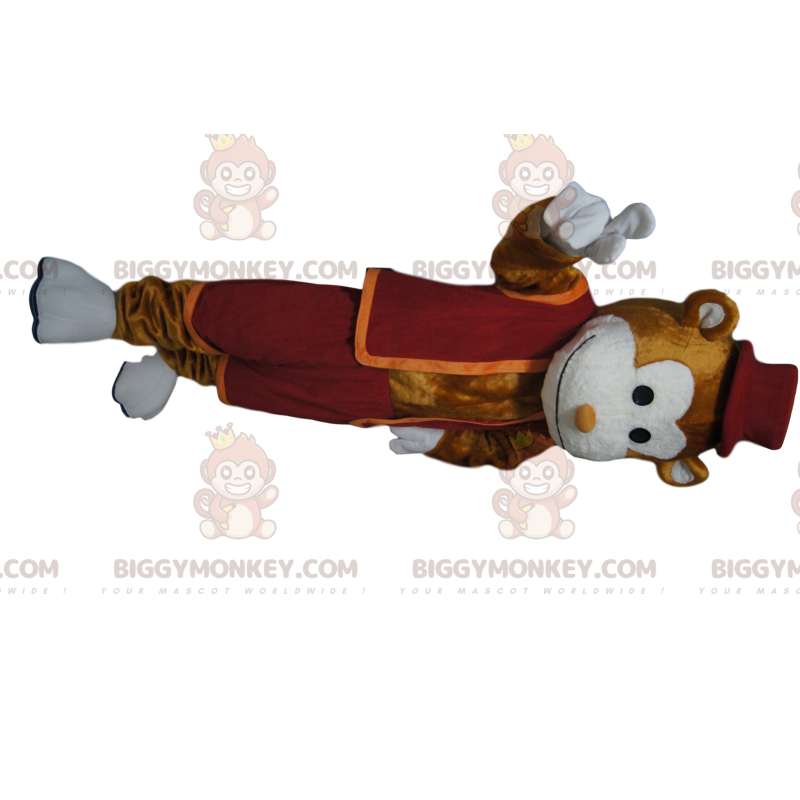 Kostium Maskotka Wesoła Brązowa Małpa BIGGYMONKEY™ z bordowym Kostium Maskotka Wesoła Brązowa Małpa BIGGYMONKEY™ z bordowym