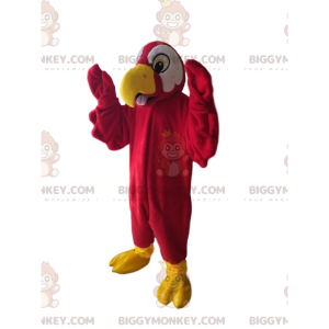 BIGGYMONKEY™ Maskotkostume Rød papegøje med sødt gult næb -