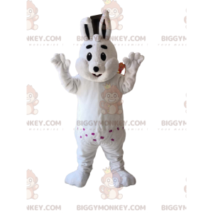 Kostým maskota baculatého bílého králíka BIGGYMONKEY™. Kostým