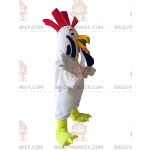 BIGGYMONKEY™ Maskottchen-Kostüm Weißer Hahn mit gekräuseltem