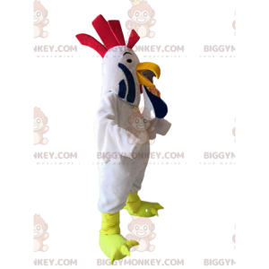 Kostým maskota BIGGYMONKEY™ Bílý kohout s volánkovým červeným
