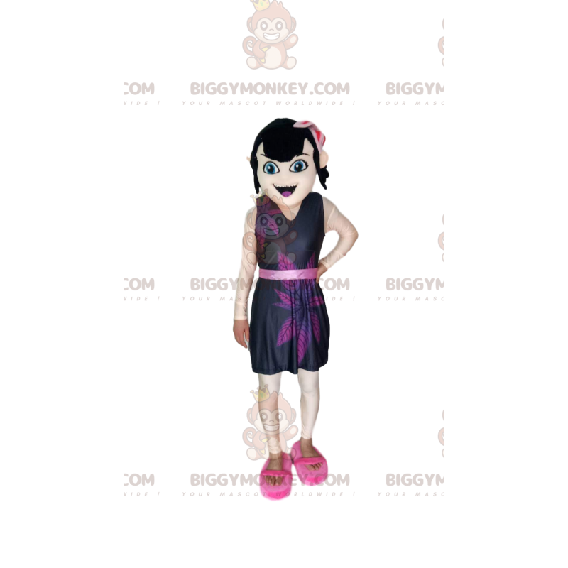 Costume da mascotte BIGGYMONKEY™ da ragazza marrone con vestito Costume da mascotte BIGGYMONKEY™ da ragazza marrone con vestito