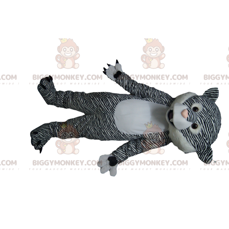 BIGGYMONKEY™ Maskotdräkt Svartvit tiger med vackra ögon -