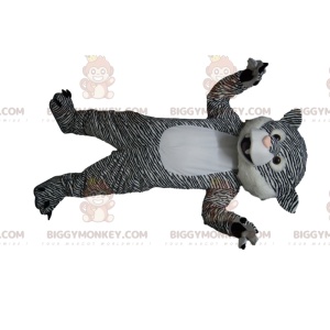 BIGGYMONKEY™ Maskottchen-Kostüm Schwarz-weißer Tiger mit