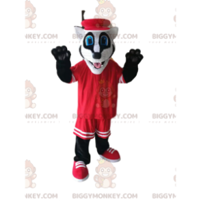 Funny Badger BIGGYMONKEY™ Mascot Costume With Red Sportswear –