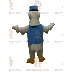 BIGGYMONKEY™ Costume da mascotte da cigno bianco con Kepi blu e